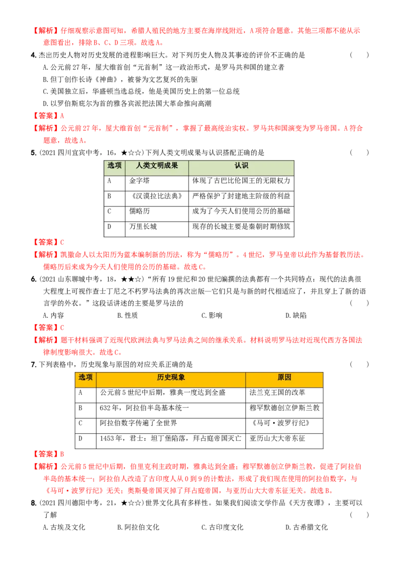 〖卷17期末综合测试卷二（教师讲解版，答案解析随题）_新版初中_最新历史九年级上册_07习题试卷9上历史_4、期末试卷