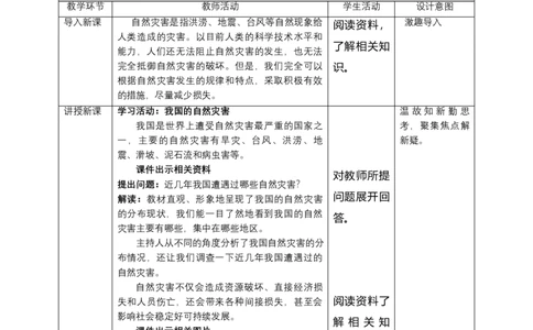 5应对自然灾害(第1课时)教案-六年级下册道德与法治_A493小学道法_26新六年级道法下册（统编版）_教学教案_教案四（配套课件四）