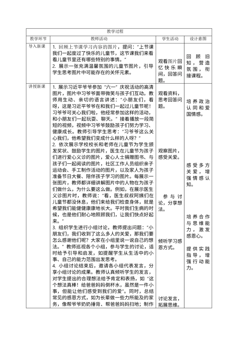 核心素养4.1快乐儿童节第二课时教案_A493小学道法_人教版小学道德与法治教学资源包_小学道法单独教案方便下载（1-6上下册）（2024秋旧版）_1-6下册（道德与法治教学设计）