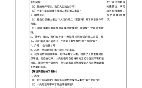 4地球&mdash;&mdash;我们的家园第一课时教案_A493小学道法_26新六年级道法下册（统编版）_教学教案_教案一