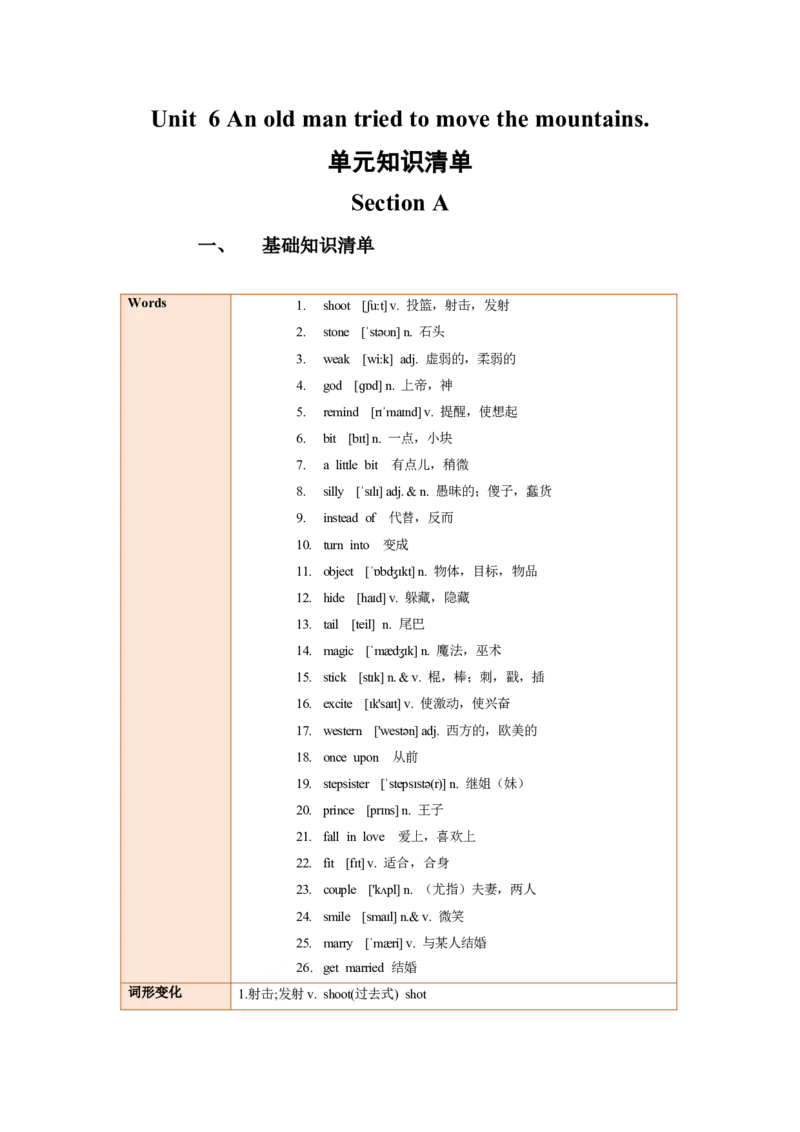 Unit6单元知识清单SectionA(基础+知识点+语法)-（人教版）_最新人教版英语八年级下册_旧版（有参考价值）_版本二_八年级英语下册（人教版）_知识清单