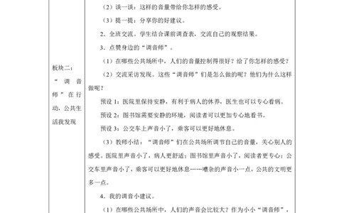 我们小点儿声（第2课时）_教学设计_A493小学道法_人教版小学道德与法治教学资源包_小学道法单独教案方便下载（1-6上下册）（2024秋旧版）_1-6上册（道德与法治教学设计）_第4单元