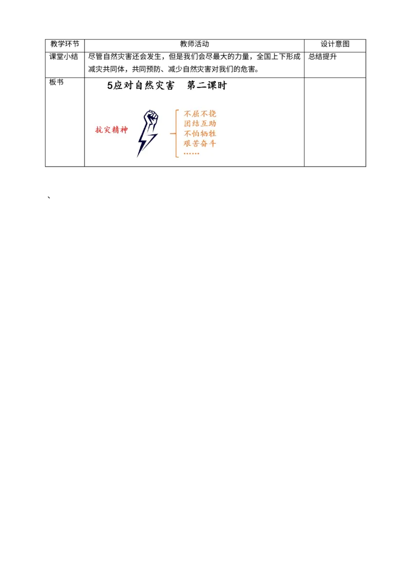 5应对自然灾害第二课时教案_A493小学道法_26新六年级道法下册（统编版）_教学教案_教案一