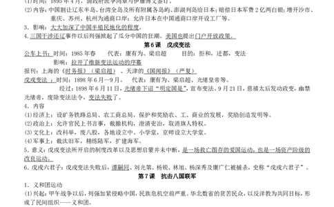 八上历史期中知识点总结_初中_人教版初中历史新八上_5.知识点+复习资料（多套）_期末单元知识点总结