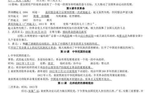 八上历史期中知识点总结_初中_人教版初中历史新八上_5.知识点+复习资料（多套）_期末单元知识点总结