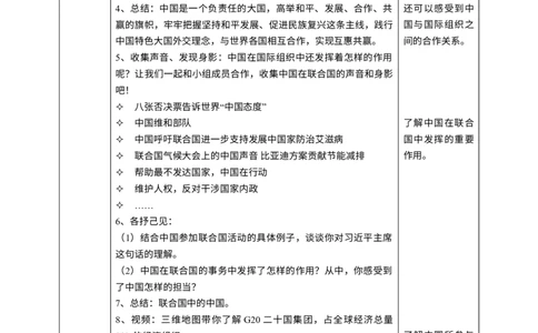 9日益重要的国际组织第二课时教案_A493小学道法_26新六年级道法下册（统编版）_教学教案_教案一
