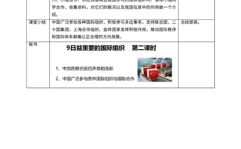 9日益重要的国际组织第二课时教案_A493小学道法_26新六年级道法下册（统编版）_教学教案_教案一