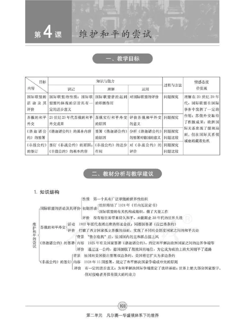 历史选修320世纪的战争与和平教师用书_电子课本_高中教学用书_人教版