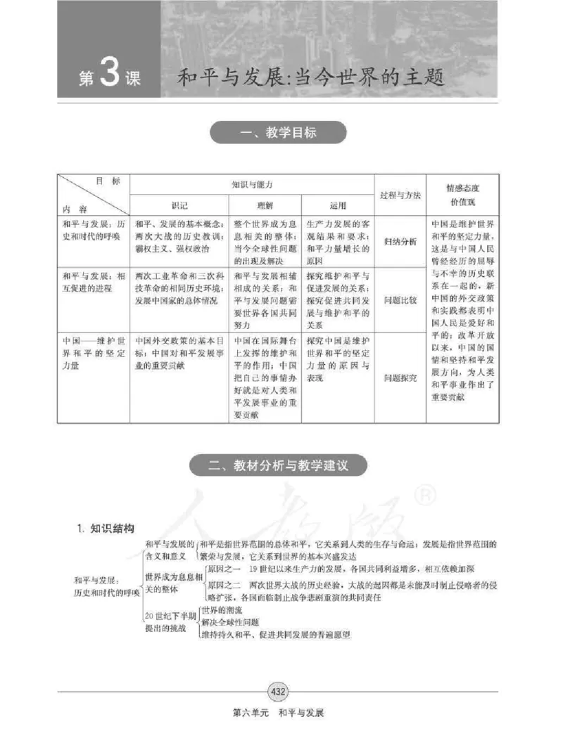 历史选修320世纪的战争与和平教师用书_电子课本_高中教学用书_人教版