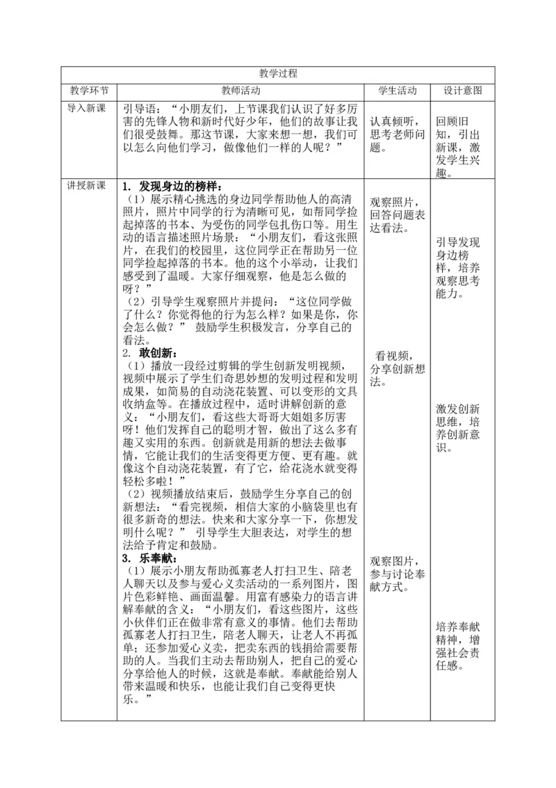 核心素养4.4学先锋做先锋第二课时教案_A493小学道法_人教版小学道德与法治教学资源包_人教版小学道德与法治（新教材123年级）(2025秋新版)_1年级下册（25春）_PPT课件+教案