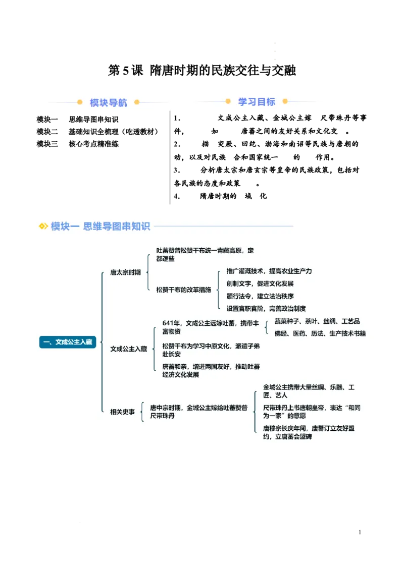 新七下第5课隋唐时期的民族交往与交融（解析版）_初中_人教初中历史新七下_2025春七下历史课时脉络+课时练习_第5课隋唐时期的民族交往与交融