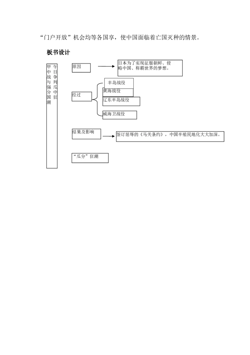 甲午中日战争与列强瓜分中国狂潮教案_初中_人教版初中历史新八上_1.课件ppt+教案等资源（多套）_第1套：课件ppt+教案+作业课件_第二单元_教案