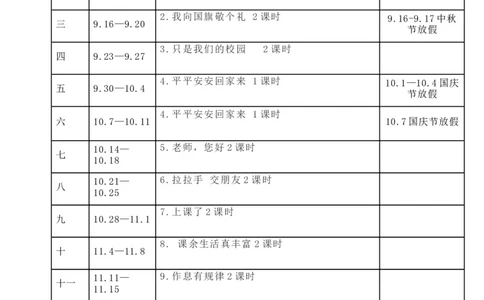 大单元教学计划教学进度表_A493小学道法_人教版小学道德与法治教学资源包_人教版小学道德与法治（新教材123年级）(2025秋新版)_1-3年级上册（25秋更新）_1年级上册（24秋）