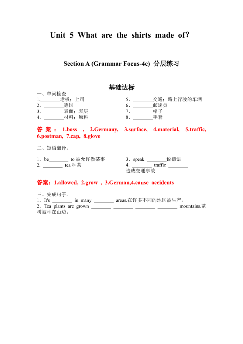 Unit5第3课时+(Section+A+Grammar+Focus-4c)（分层作业）解析版_最新人教版英语九年级全册_旧版可参考_01.英语9全一册-新课标PPT课件+教案+学案+作业第1套_分层作业