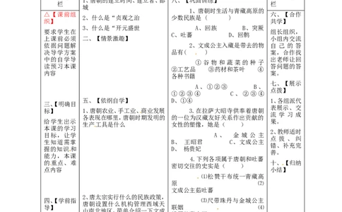 七年级历史下册第一单元隋唐时期：繁荣与开放的时代3盛唐气象学案无答案新人教版_492_新版初中_最新历史七年级下册_赠送：老版本课件教案参考和新版课文好多一样仍具有很高参考价值