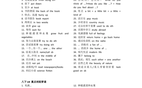 Unit7-Unit10重点词组背诵和默写单，课后单词默写单_最新人教版英语八年级下册_旧版（有参考价值）_版本二_八年级英语下册（人教版）_单词专项