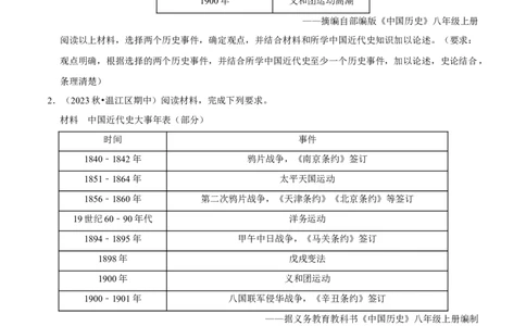 2023-2024学年八年级上学期期末复习历史观点论述题（解题指导+专项练习）（原卷版）_新版初中_最新历史八年级上册_旧版_12总复习课件8上历史