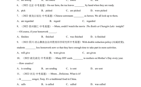 Unit5刷语法一般现在时的被动语态(重点语法提升练)-九全一册单元模块满分必刷题_最新人教版英语九年级全册_新更新初中英语9全_07习题试卷_（2）单元试卷_单元测试卷3