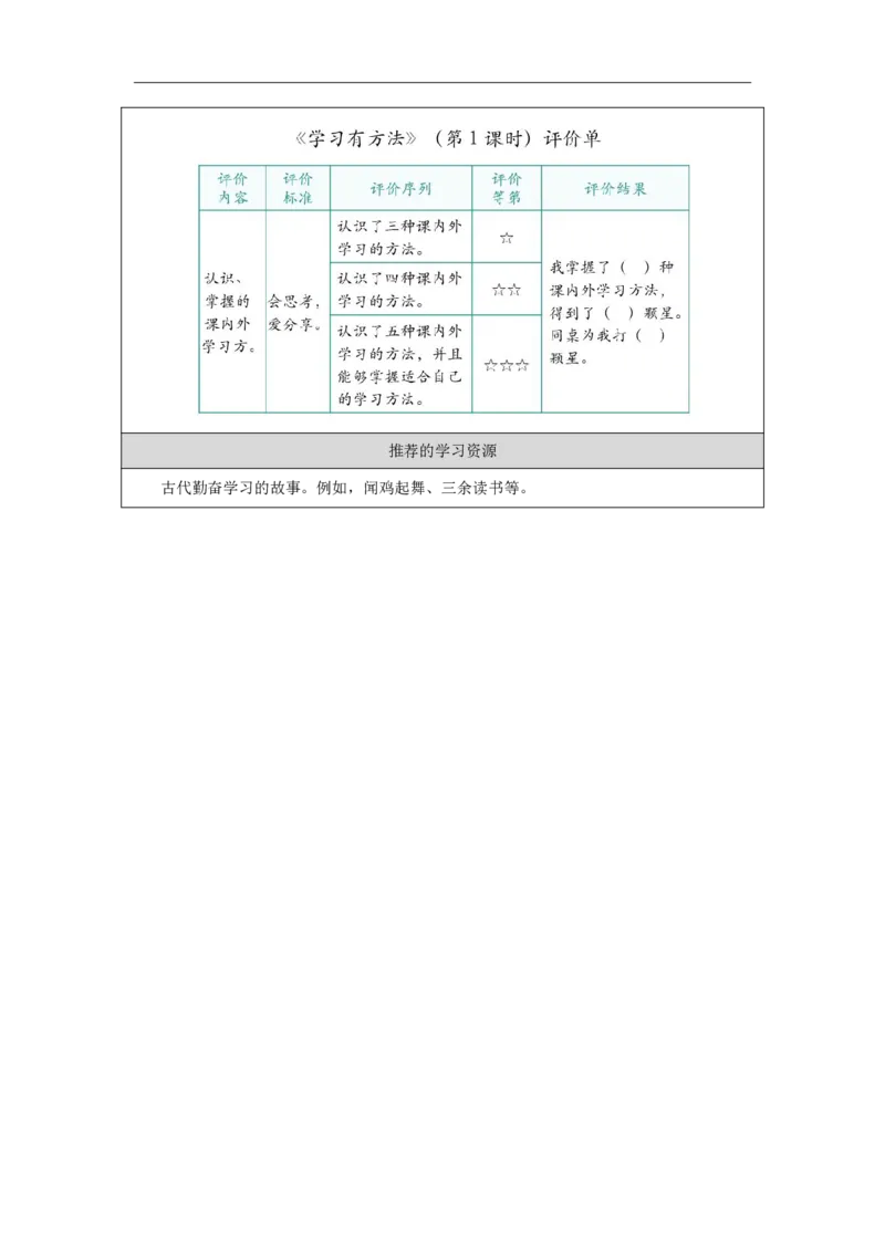3第3课学习有方法_人民教育出版社_王岚_第3课学习有方法（第1课时）_学习任务单1_A493小学道法_人教版小学道德与法治教学资源包_小学道法（智慧教育课件与教案）