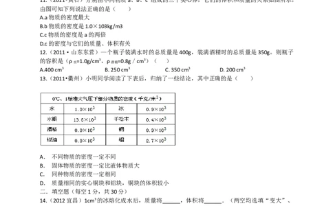 初中物理同步讲义8年级第17讲：质量密度单元综合训练（学生版）_初物_人教版初中物理初二三同步讲义习题练习八九年级电子资料word素材_20250116_181533_最新人教版初中物理初二上册