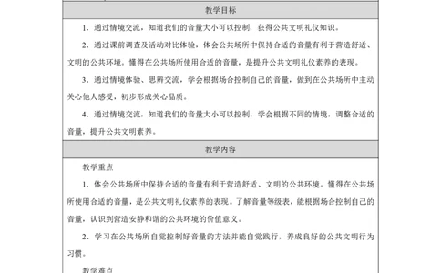 我们小点儿声（第1课时）_教学设计_A493小学道法_人教版小学道德与法治教学资源包_小学道法单独教案方便下载（1-6上下册）（2024秋旧版）_1-6上册（道德与法治教学设计）_第4单元