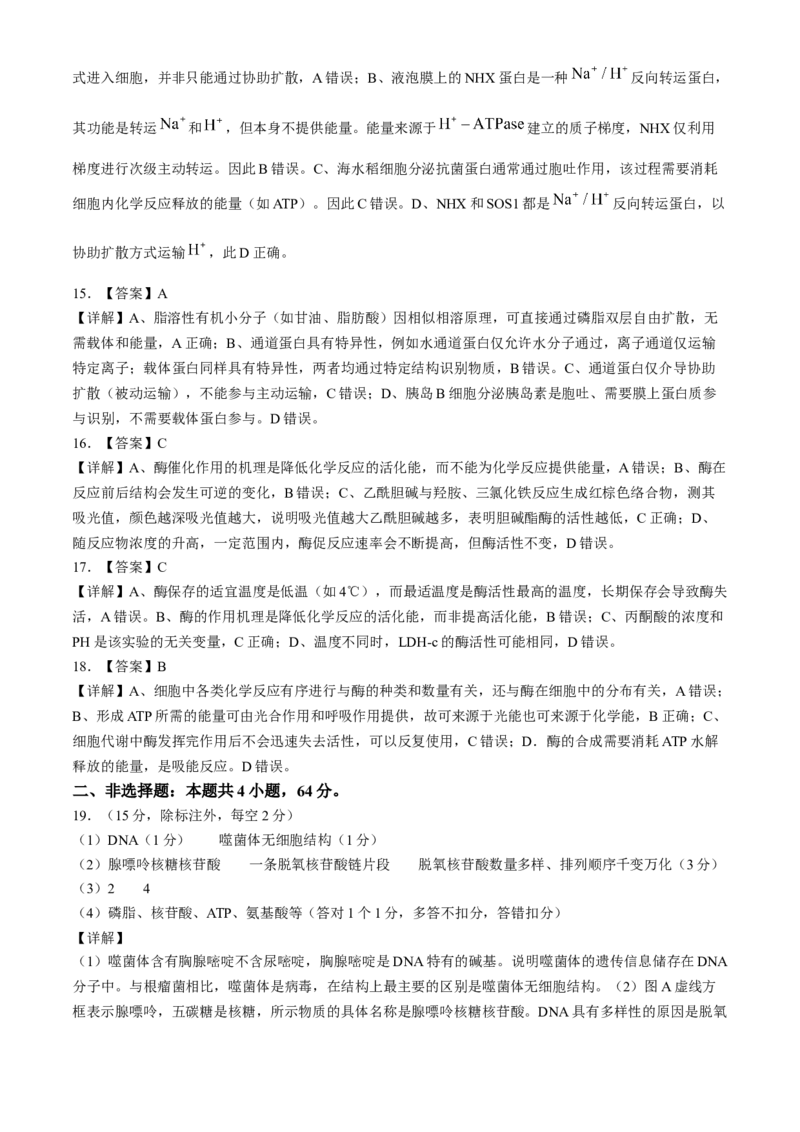 湖北省百强高中名校2025-2026学年高一上学期12月月考生物试题_2026年01月高一试卷_260109湖北省百强高中名校2025-2026学年高一上学期12月月考
