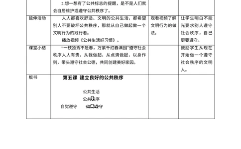 第5课《建立良好的公共秩序》第一课时_A493小学道法_26新五年级道法下册（统编版）_教学教案_教案二