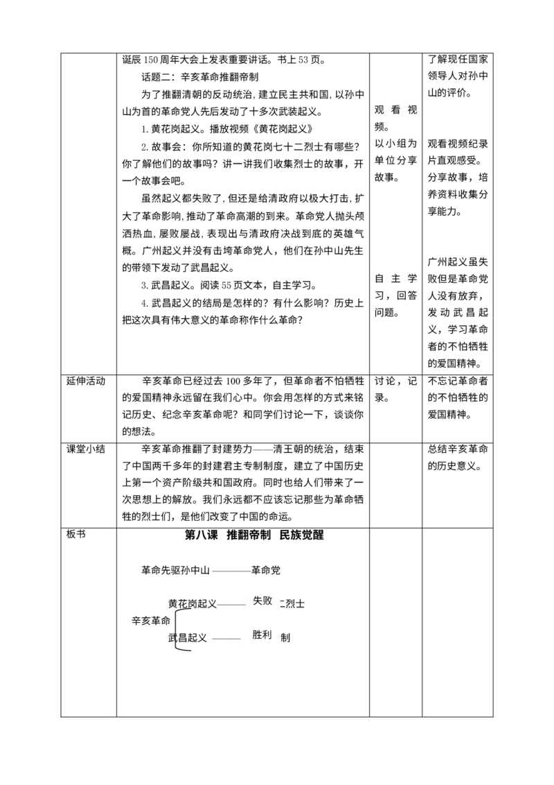 第8课《推翻帝制民族觉醒》第一课时_A493小学道法_26新五年级道法下册（统编版）_教学教案_教案二