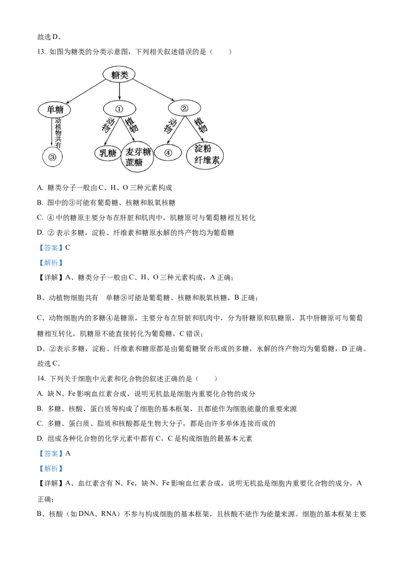 湖北省十堰市郧阳中学2025-2026学年高一上学期10月第一次考试生物试题Word版含解析_2025年11月高一试卷_251112湖北省十堰市郧阳中学2025-2026学年高一上学期期中考试（全）