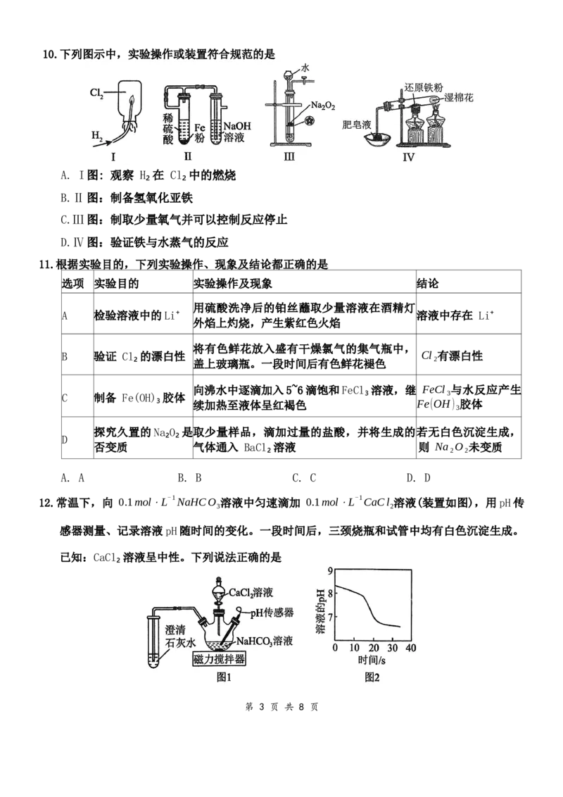 湖北省百强高中名校2025-2026学年高一上学期12月月考化学试题_2026年01月高一试卷_260109湖北省百强高中名校2025-2026学年高一上学期12月月考