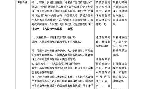 第四课《地球&mdash;&mdash;我们的家园》第1课时教学设计_A493小学道法_26新六年级道法下册（统编版）_教学教案_教案二