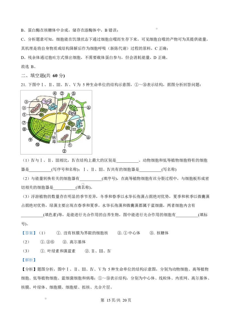 湖北省荆州中学2024-2025学年高一下学期2月月考生物试卷Word版含解析_2025年03月试卷_0313湖北省荆州中学2024-2025学年高一下学期2月月考