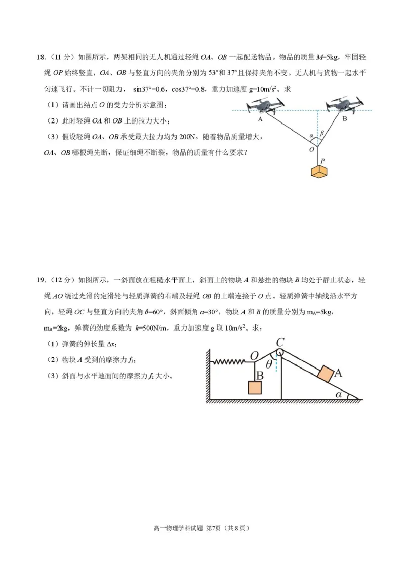 浙江省环大罗山联盟2025-2026学年高一上学期11月期中考试物理试卷（PDF版，含答案）_2025年12月高一试卷_251210浙江省环大罗山联盟2025-2026学年高一上学期11月期中（全）