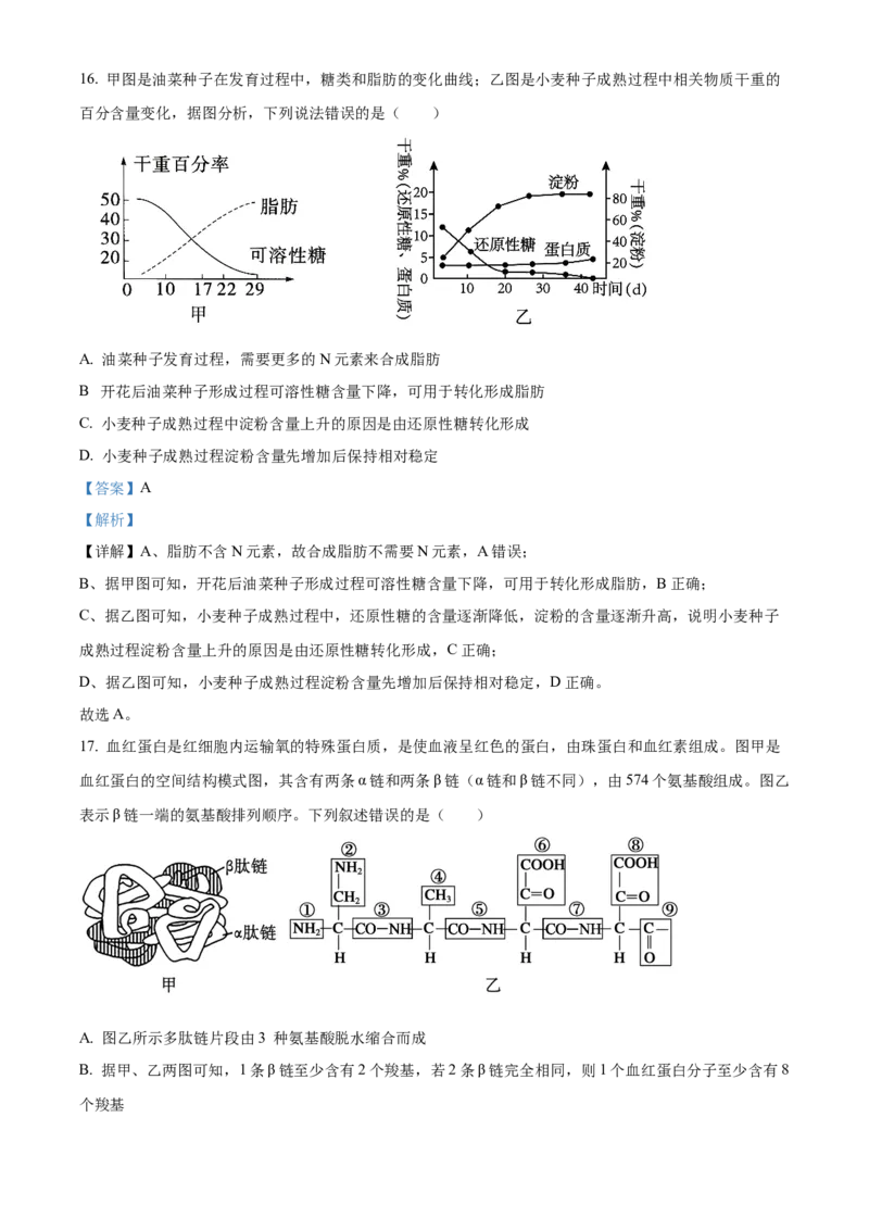 湖北省荆州市沙市中学2025-2026学年高一上学期10月月考生物试题Word版含解析_2025年11月高一试卷_251103湖北省荆州市沙市中学2025-2026学年高一上学期10月月考（全）