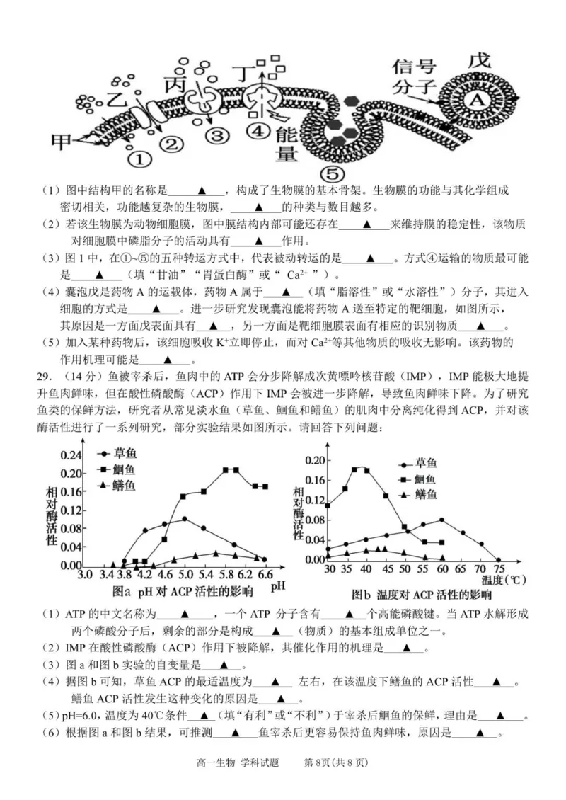 浙江省温州新力量联盟2025-2026学年高一上学期11月期中联考生物试题_2025年12月高一试卷_251210浙江省温州市新力量联盟2025-2026学年高一上学期11月期中（全）