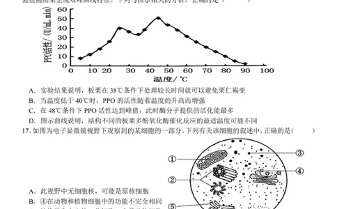 浙江省温州新力量联盟2025-2026学年高一上学期11月期中联考生物试题_2025年12月高一试卷_251210浙江省温州市新力量联盟2025-2026学年高一上学期11月期中（全）