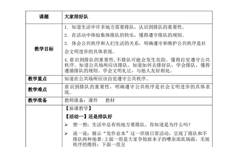 第16课《大家排好队》教案核心素养目标_A493小学道法_人教版小学道德与法治教学资源包_人教版小学道德与法治（新教材123年级）(2025秋新版)_1-3年级上册（25秋更新）_1年级上册（24秋）