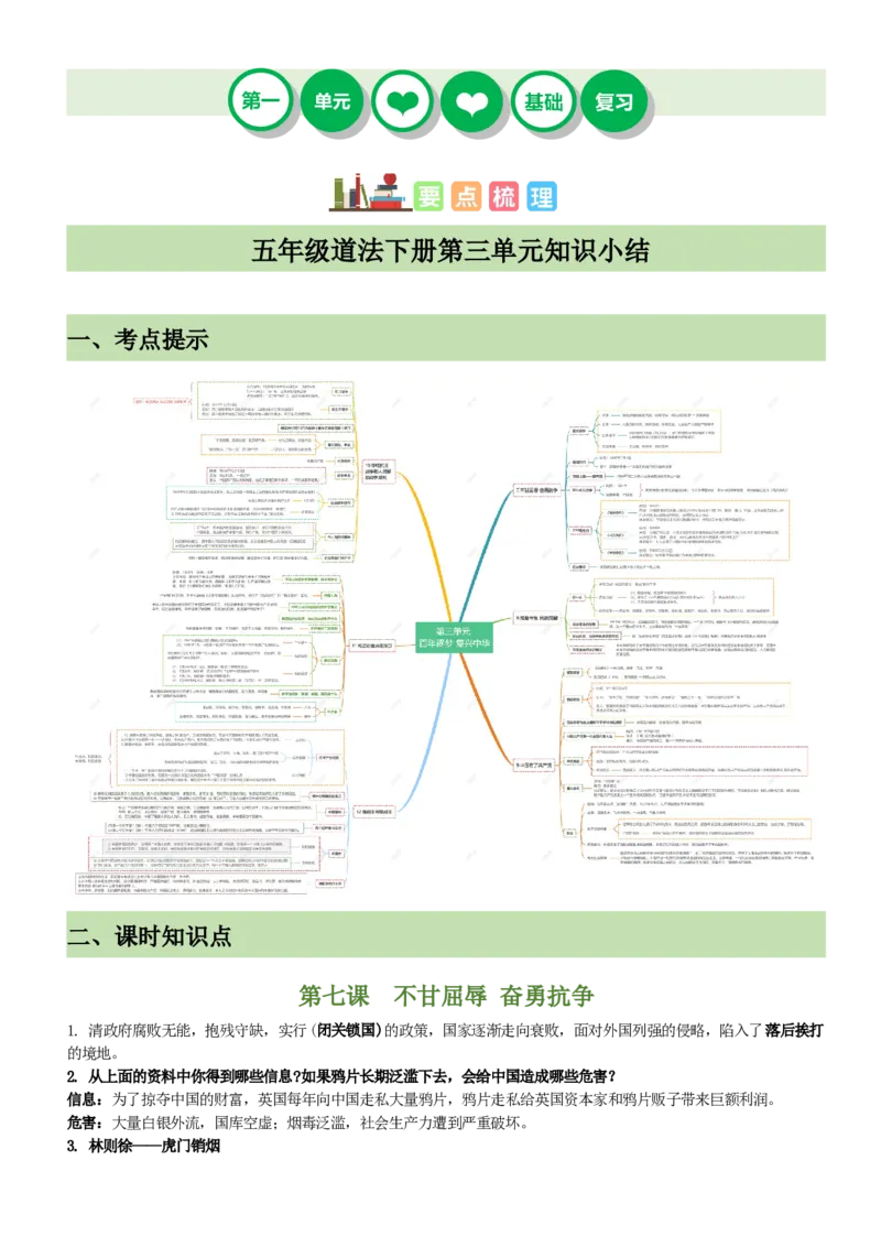 第三单元（知识清单）-（统编版）_A493小学道法_26新五年级道法下册（统编版）_知识总结-K37_2025版