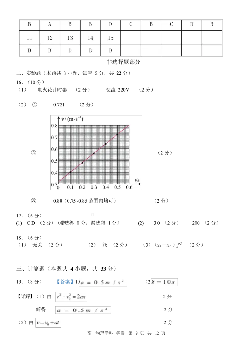 浙江省嘉兴市八校联盟2025-2026学年高一上学期期中考试物理Word版含答案_2025年11月高一试卷_251109浙江省嘉兴市八校联盟2025-2026学年高一上学期期中考试（全）