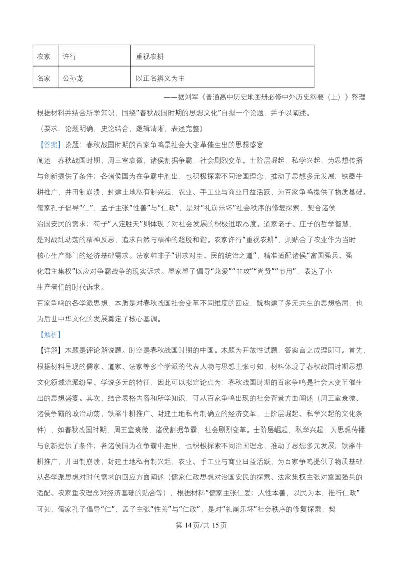 湖北省云学联盟2025-2026学年高一上学期12月学科素养测评历史试卷Word版含解析_2026年01月高一试卷_260113湖北省云学联盟2025-2026学年高一上学期12月学科素养测评
