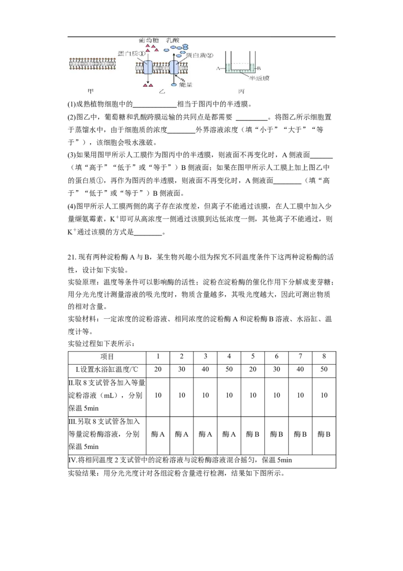 湖北省孝感市汉川市汉川市金益高级中学2025-2026学年高一上学期12月月考生物试题_2026年01月高一试卷_260111湖北省孝感市汉川市金益高级中学2025-2026学年高一上学期12月月考