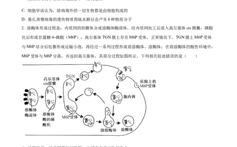 湖北省荆州市沙市中学2025-2026学年高一上学期10月月考生物试题（原卷版）_2025年11月高一试卷_251103湖北省荆州市沙市中学2025-2026学年高一上学期10月月考（全）