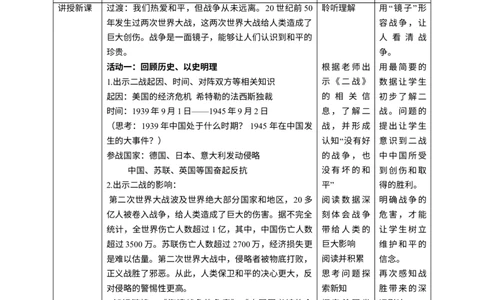 第十课《我们爱和平》第1课时教学设计_A493小学道法_26新六年级道法下册（统编版）_教学教案_教案二