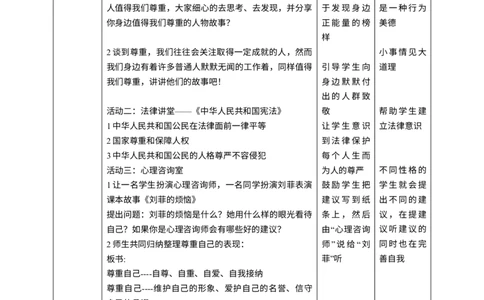 第一课《学会尊重》第1课时教学设计_A493小学道法_26新六年级道法下册（统编版）_教学教案_教案二