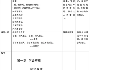 第一课《学会尊重》第1课时教学设计_A493小学道法_26新六年级道法下册（统编版）_教学教案_教案二