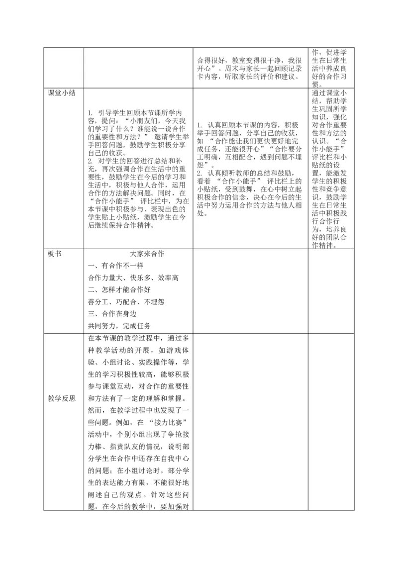 第8课《大家来合作》教学设计_A493小学道法_人教版小学道德与法治教学资源包_人教版小学道德与法治（新教材123年级）(2025秋新版)_1年级下册（25春）_教学设计