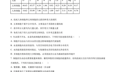 海南省2024-2025学年高一上学期11月期中生物试题Word版无答案_2024年11月试卷_1130海南省部分高中2024-2025学年高一上学期阶段性教学检测（一）