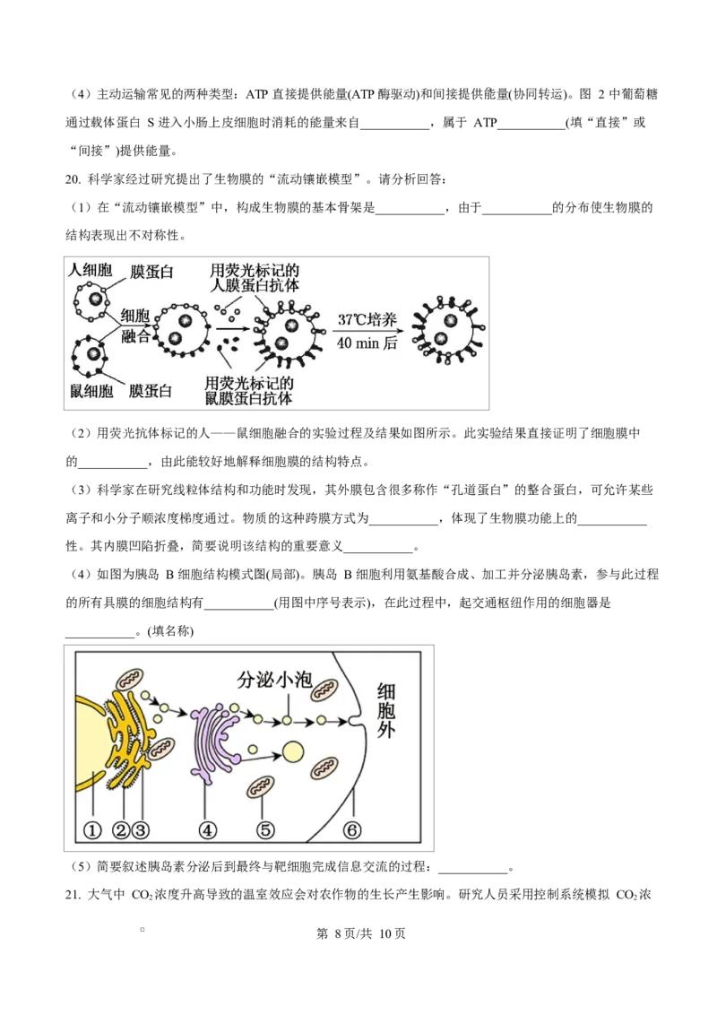 湖北省十堰市六县市区一中教联体学校2024-2025学年高一下学期3月月考生物试题（原卷版）_2025年04月试卷_0415湖北省十堰市六县市一中教联体2024-2025学年高一下学期3月联考