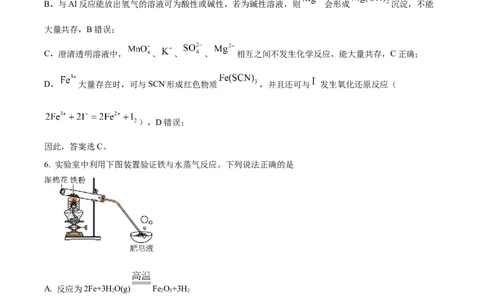 湖北省武昌实验中学2025-2026学年高一上学期十二月月考化学试卷Word版含解析_2026年01月高一试卷_260112湖北省武汉市武昌实验中学2025-2026学年高一上学期12月月考
