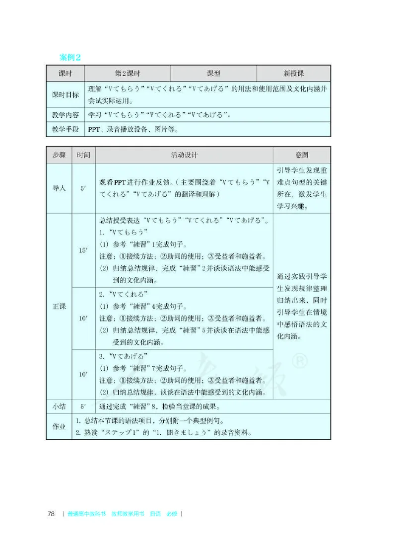日语必修（第二册）教师用书_电子课本_高中教学用书_2019新人教版